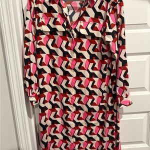 Express Pink and Black Long Sleeve Dress